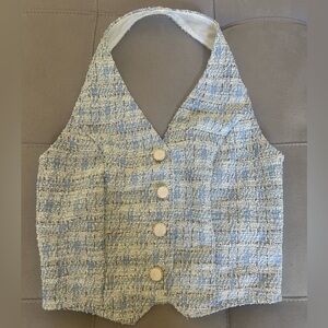 DAZY Tweed Button-Up Halter Vest